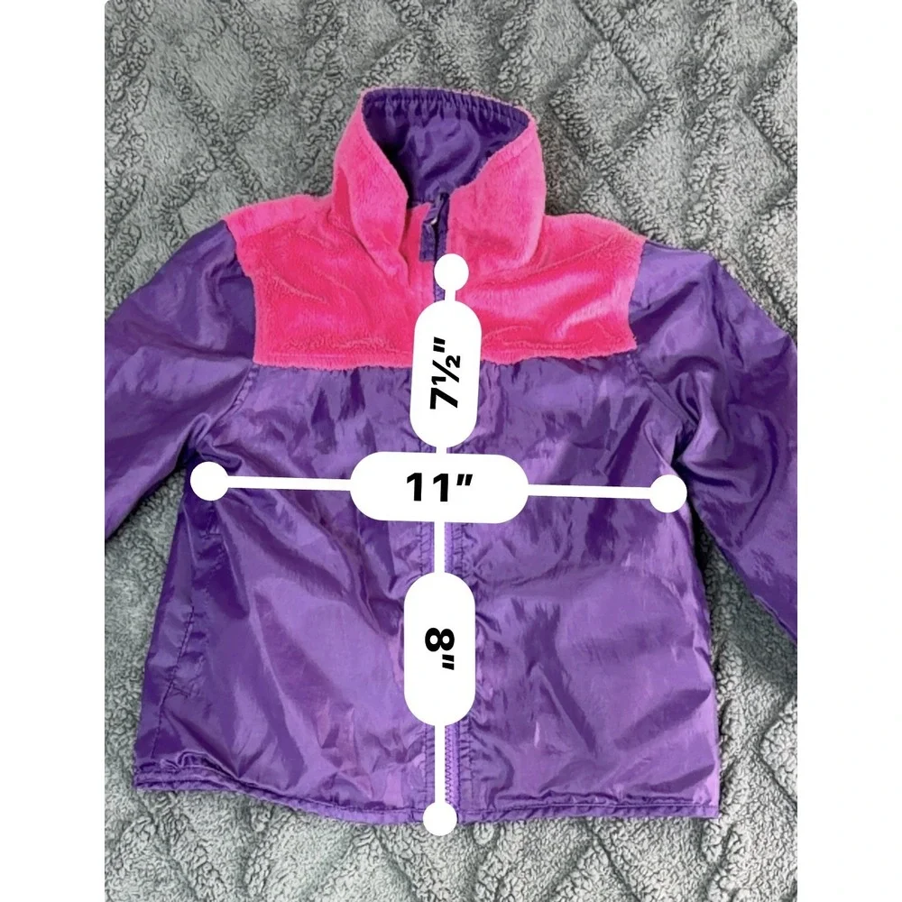 OshKosh Bgosh Girls 4T Reversible Fleece Jacket Pink Purple Full Zip